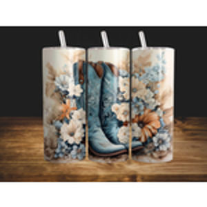 Cowboy Boots Womens Western Floral 20 Oz Skinny Tumbler